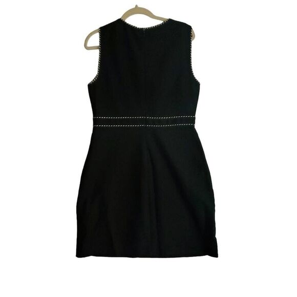 DVF Diane Von Furstenberg Women's LEELOU Braid Trim V Neck Sheath Dress 12 - Picture 2 of 9